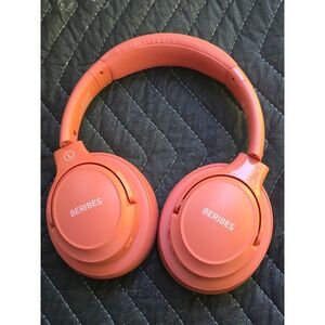 BERIBES WH202A Bluetooth Wireless Over Ear Headphones Coral Pink Orange